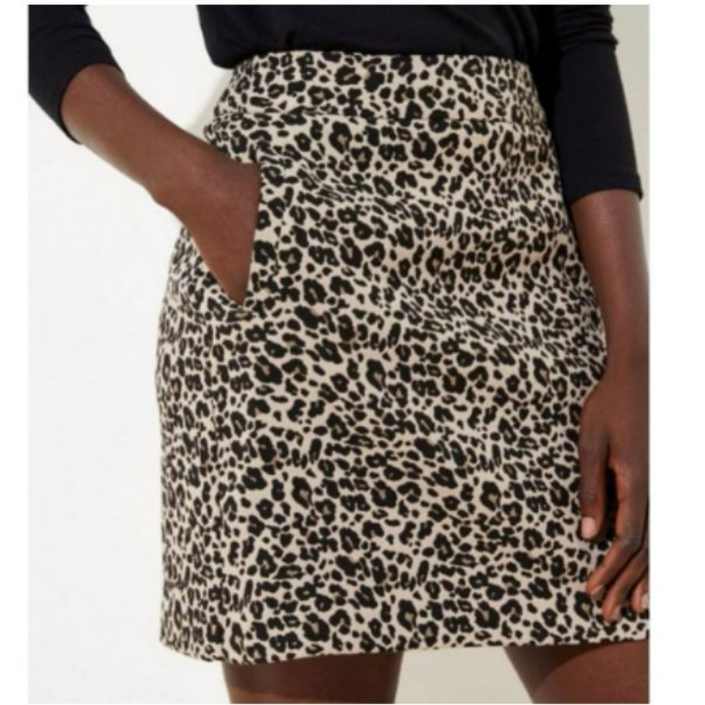 LOFT Leopard Skirt 0-2 Petite